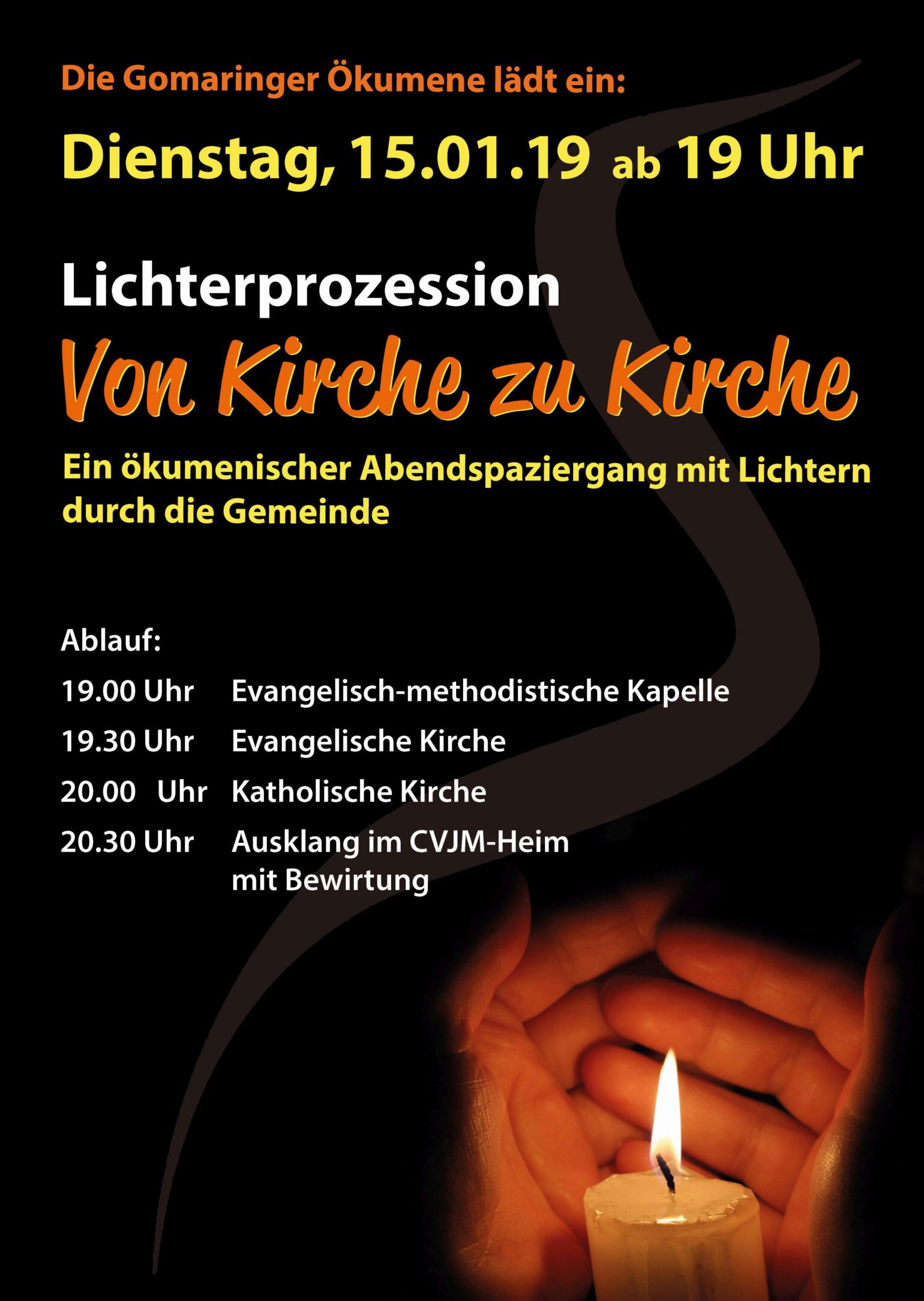 Von Kirche zu Kirche ein ökumenischer Abendspaziergang mit Lichtern