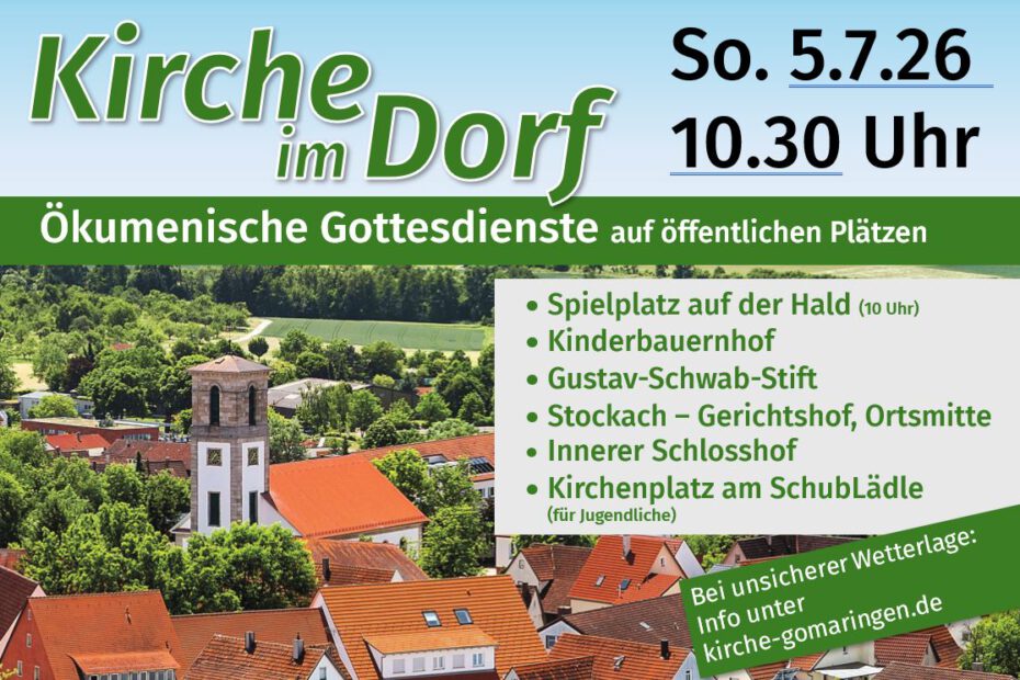 Kirche im Dorf am 5. Juli